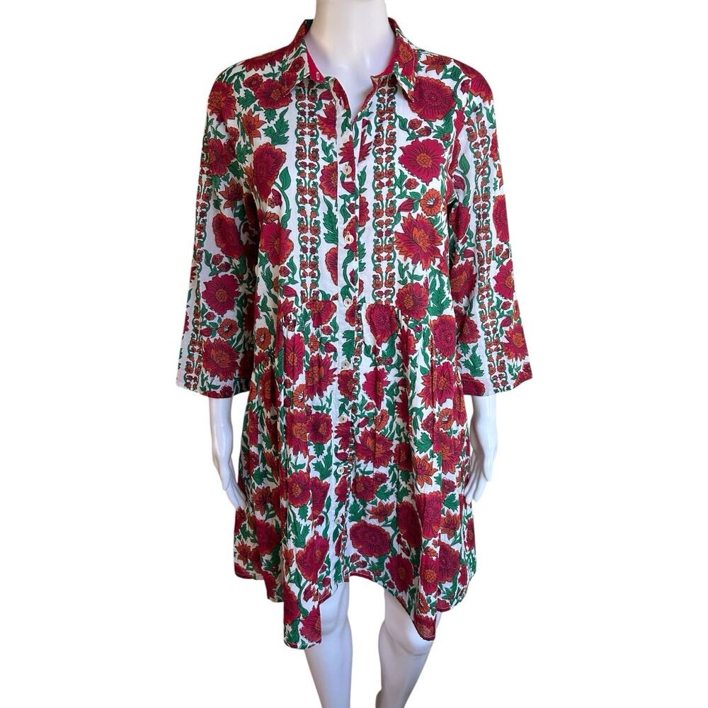 Ro’s Garden Tuckernuck Pink Dijon Deauville Mini Dress XS Floral Cotton Boho
